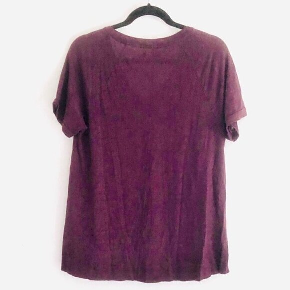 Madewell Swingline T-Shirt M Linen V-Neck Tee Burnout Brown Summer Breathable - Picture 4 of 8